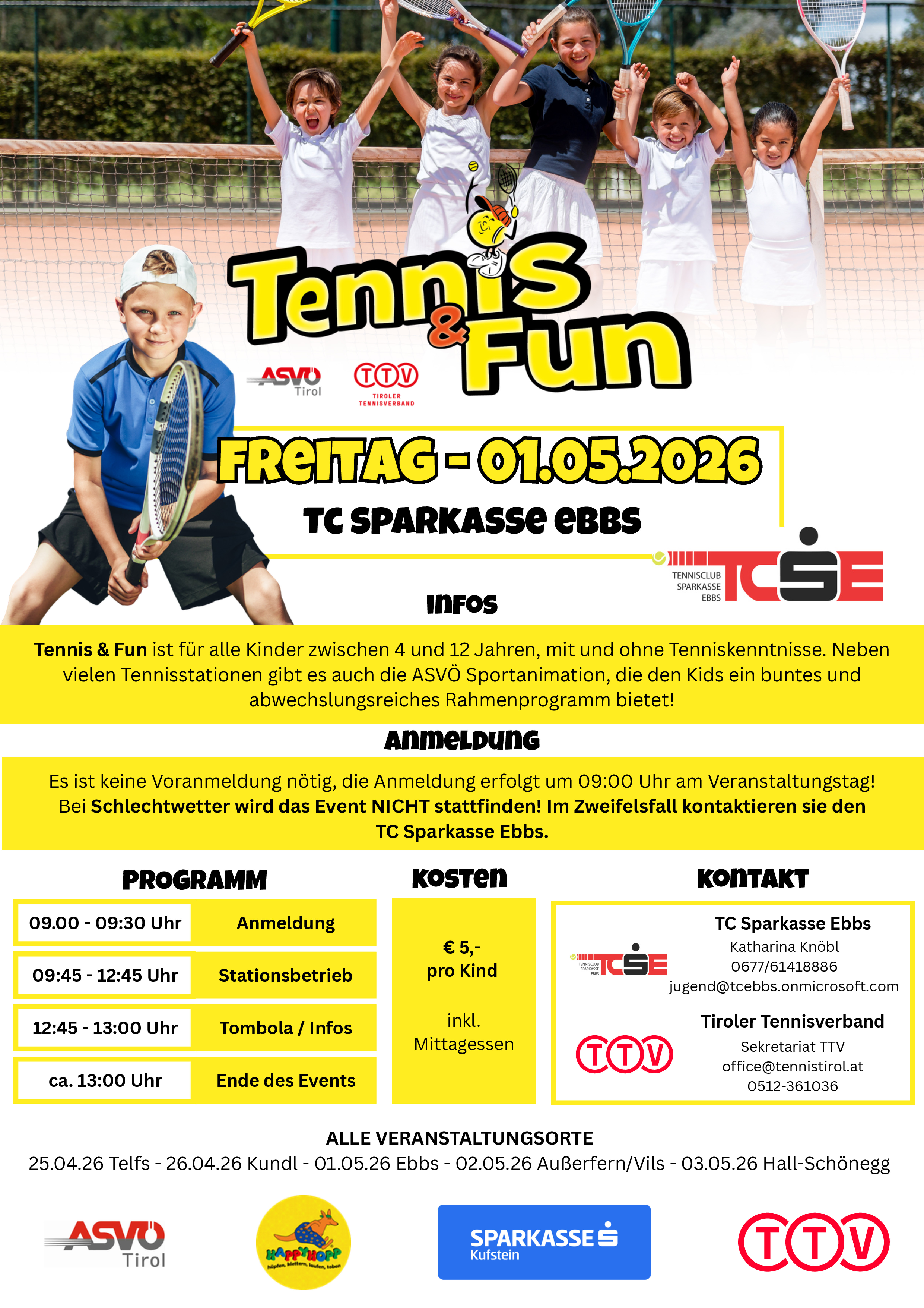 Tennis & Fun TC Sparkasse Ebbs Plakat A4
