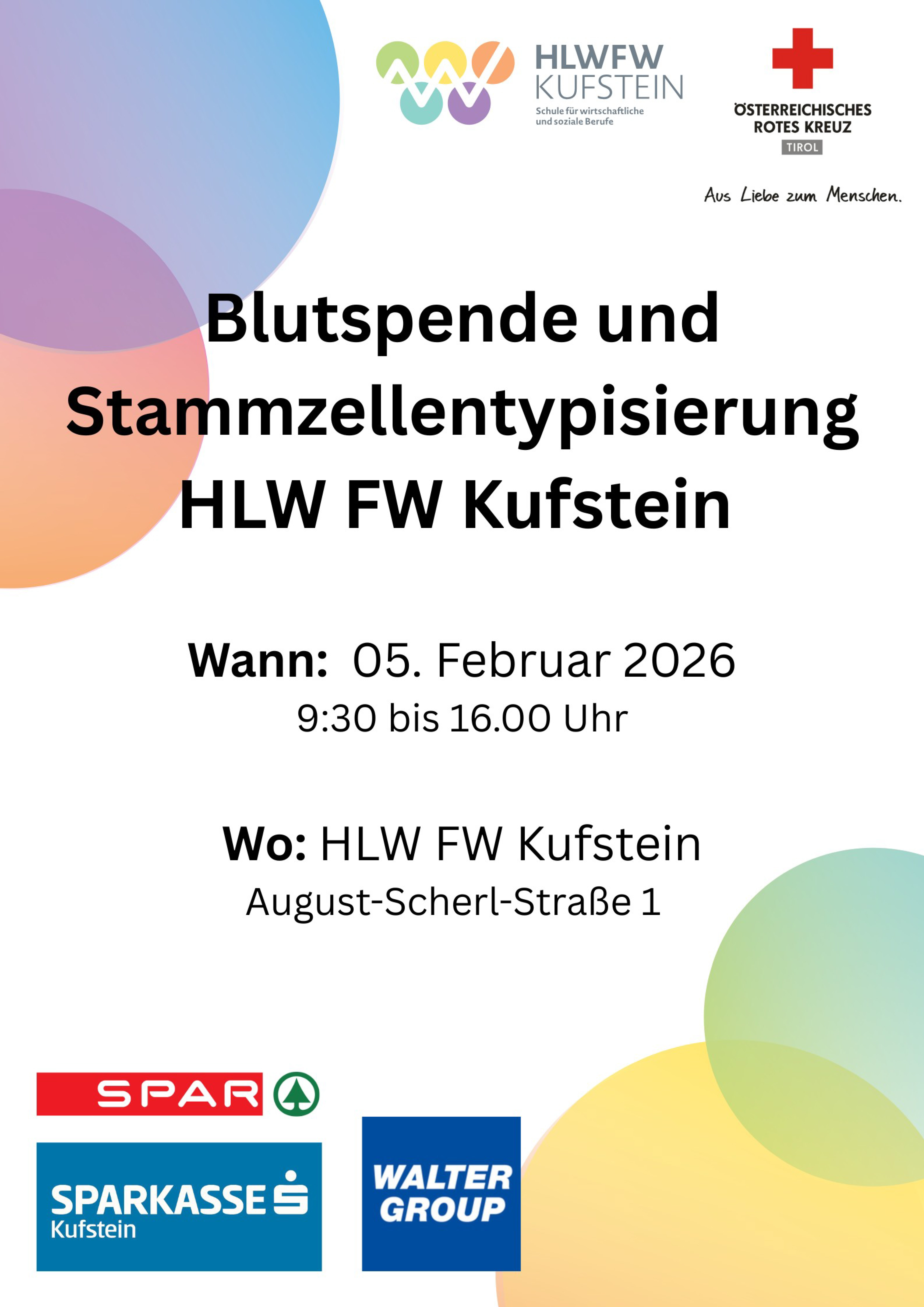 HLW FW Kuftein Blutspende Plakat